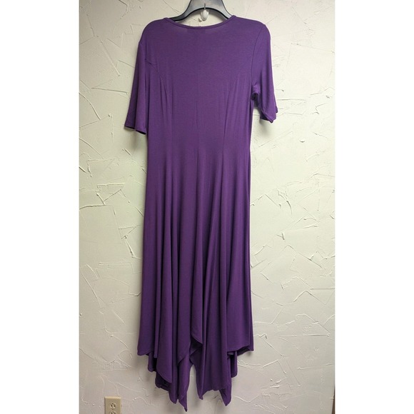 Ashley Stewart Dress Women's 12W Purple Maxi  Short Sleeve Asymmetric Hem NWT - Picture 3 of 5